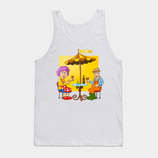 Under the umbrella - funny digital illustration by Stef Ringoot. Tank Top by Stefs-Red-Shop